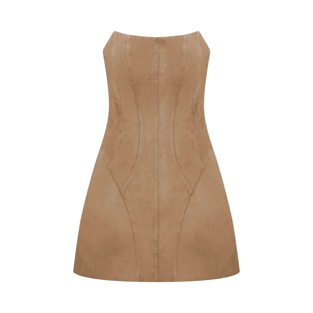 MESHKI Andy Faux Suede Mini Dress Camel Size XXS New With Tags